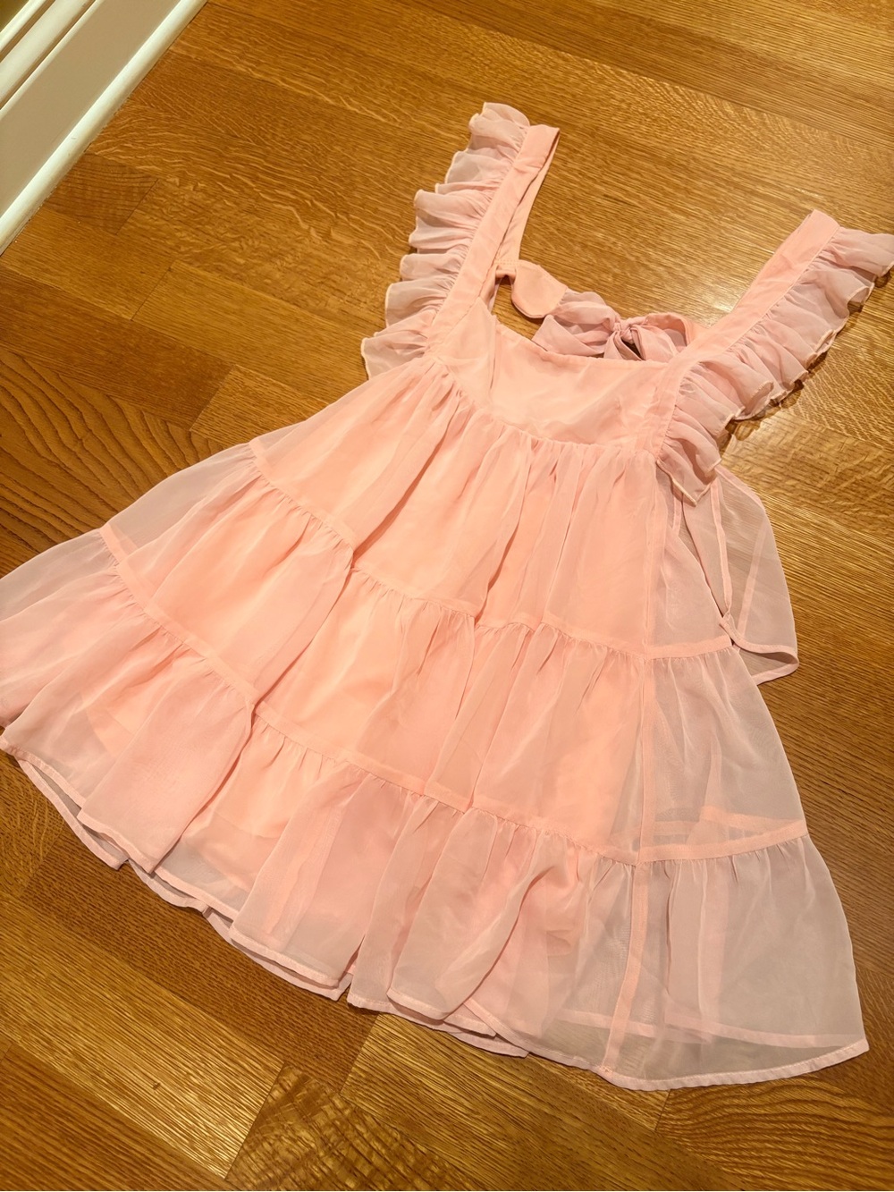 NEW Lucy in the Sky Chiffon Baby Doll Ruffle Dress Pink S - Picture 9 of 10